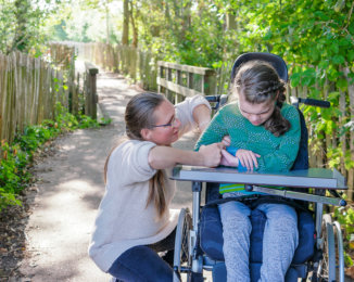 nurse talking to little girl