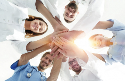 group of medical staff are smiling